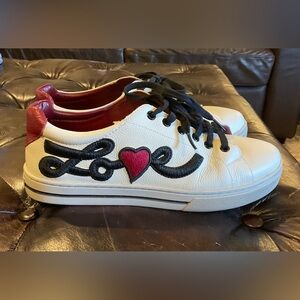 Brighton Love Sneakers in White with Red and Black Accents